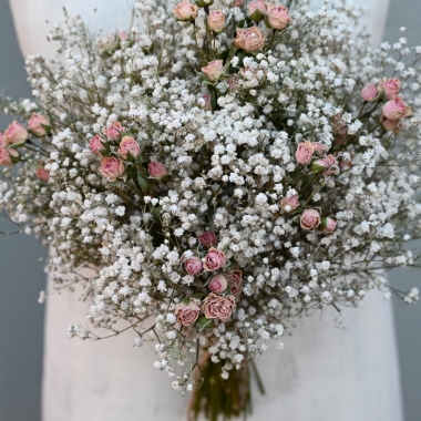 Boho Blush Pink Rose Wedding Bouquet
