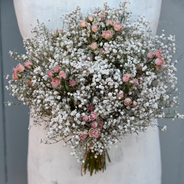 Boho Blush Pink Rose Wedding Bouquet