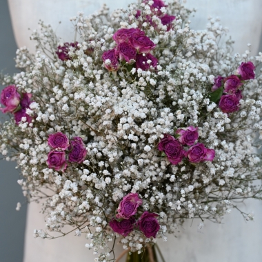 Boho Cerise Rose Wedding Bouquet