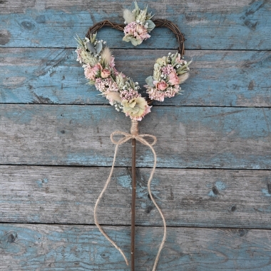 Hydrangea Blush Rose Heart Wand