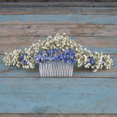 Boho Blues Half Hair Crown with Comb