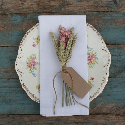 Wheat and Pink Larkspur Napkin Posy 10