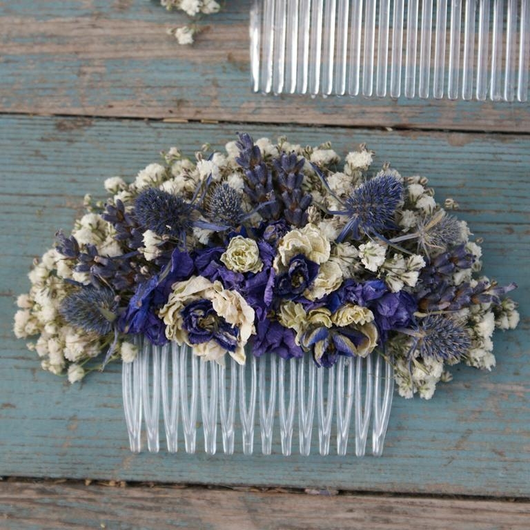 Double Olive and Lavender Silk Flower Apple Blossom Hair Comb 
