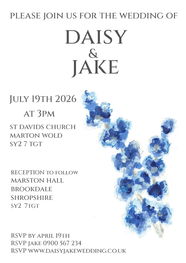 Pack of 12 Larkspur Midnight Save the Date Wedding Cards