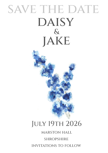 Pack of 12 Larkspur Midnight Save the Date Wedding Cards