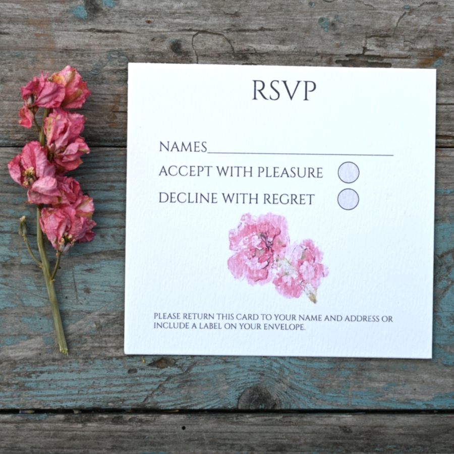 Pack of 12 Larkspur Cerise Save the Date Wedding Cards