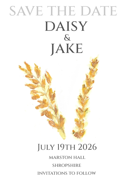 Pack of 12 Grains Wheat Oats Save the Date Wedding Cards