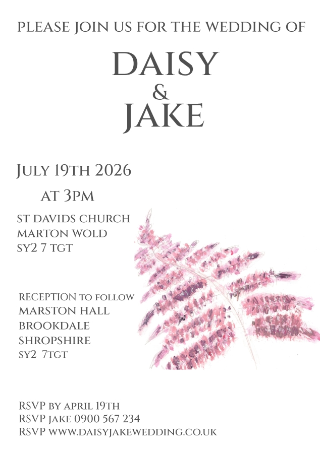 Pack of 12 Fern Red Save the Date Wedding Cards