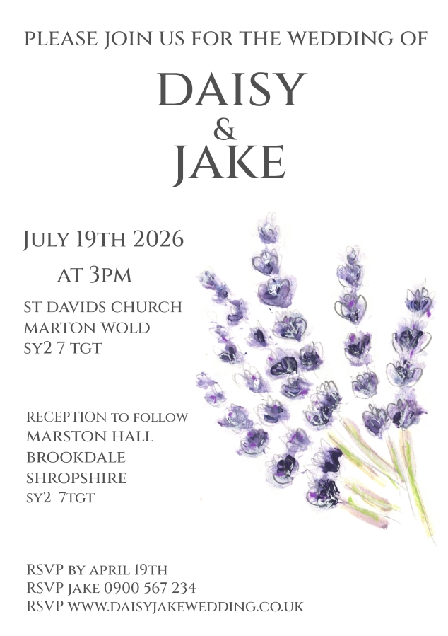 Pack of 12 Lavender Save the Date Wedding Cards