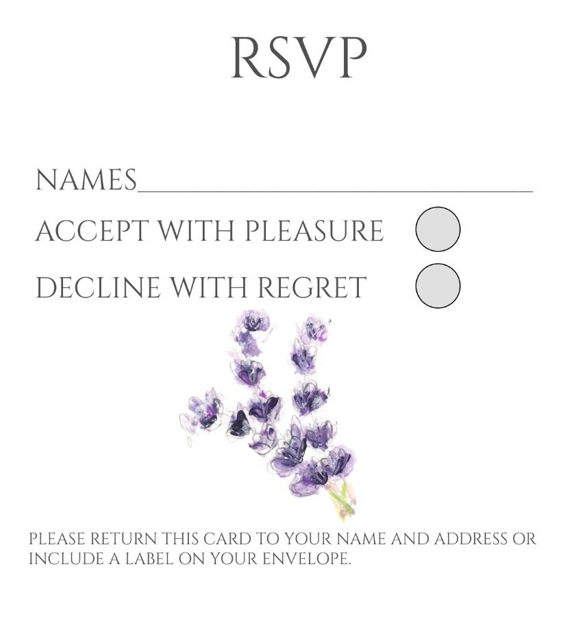 Pack of 12 Lavender Save the Date Wedding Cards