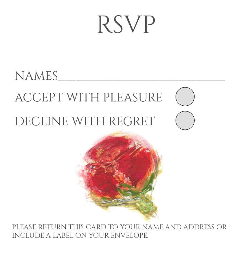 Pack of 12 Rose Red Wedding Invitation