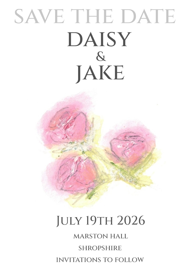 Pack of 12 Spray Rose Pink Wedding Invitations