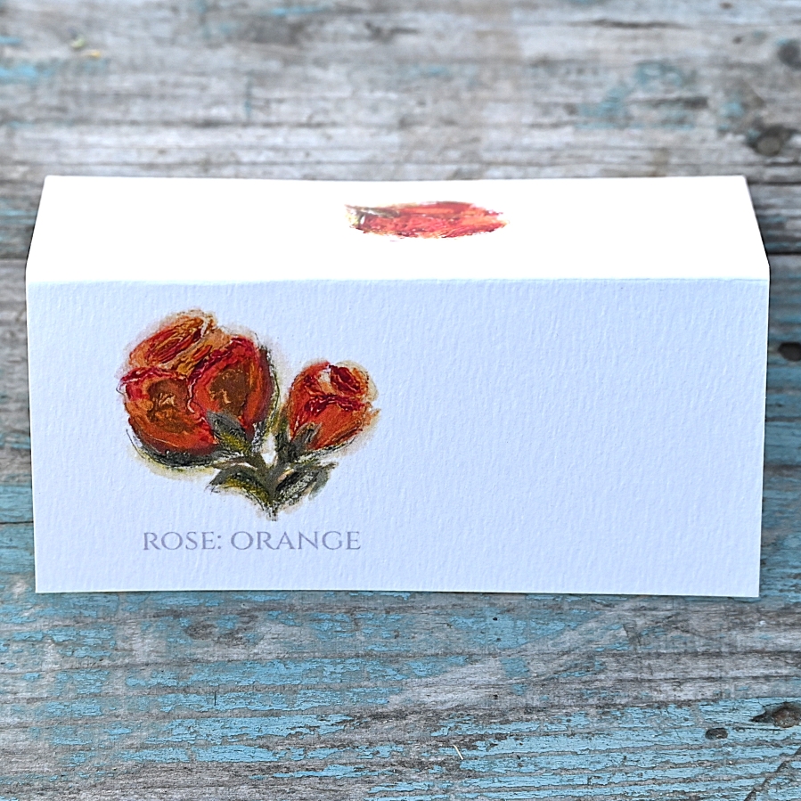 Pack of 12 Rose Orange Folded Place Name Cards