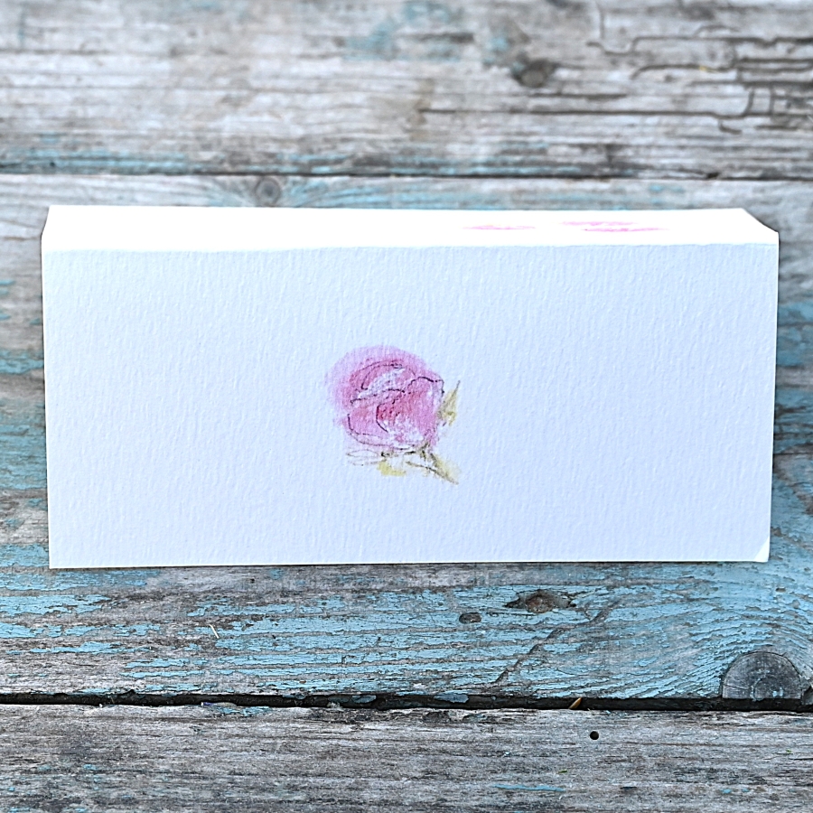 Pack of 12 Spray Rose Pink Folded Place Name Cards