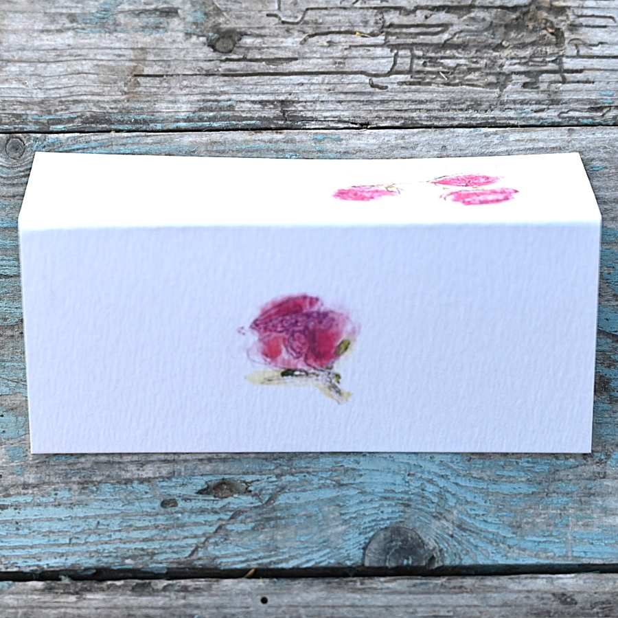 Pack of 12 Spray Rose Cerise Folded Place Name Cards