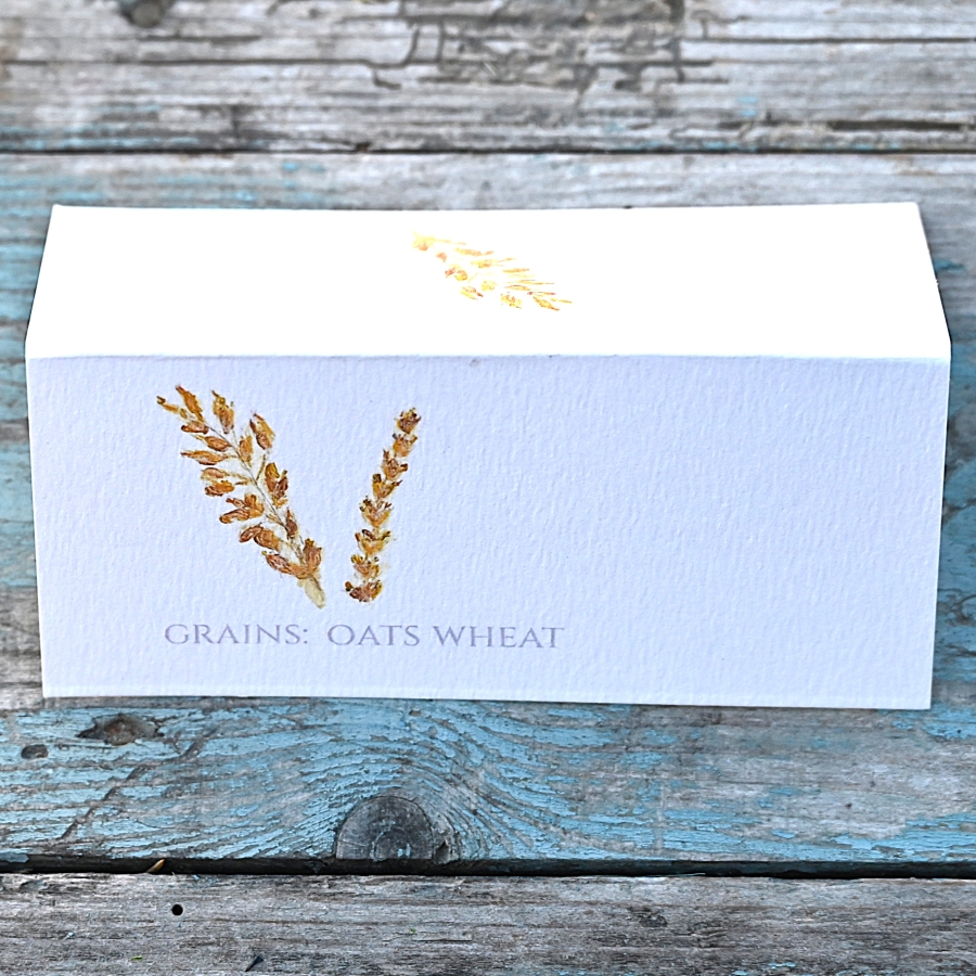 Pack of 12 Grains Wheat Oats Folded Place Name Card