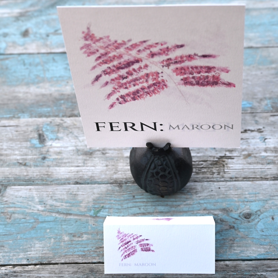 Pack of 12 Fern Red Folded Place Name Cards