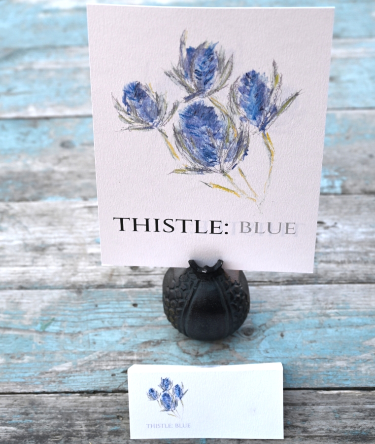 Pack of 12 Thistle Blue Folded Place Name Card