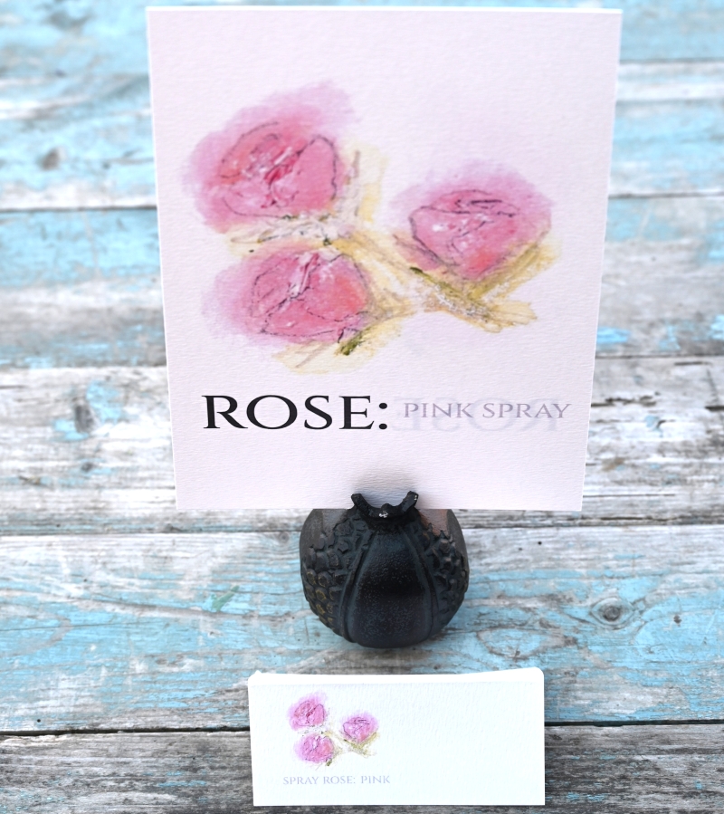 Spray Rose Pink Table Name A5 Double Sided Card