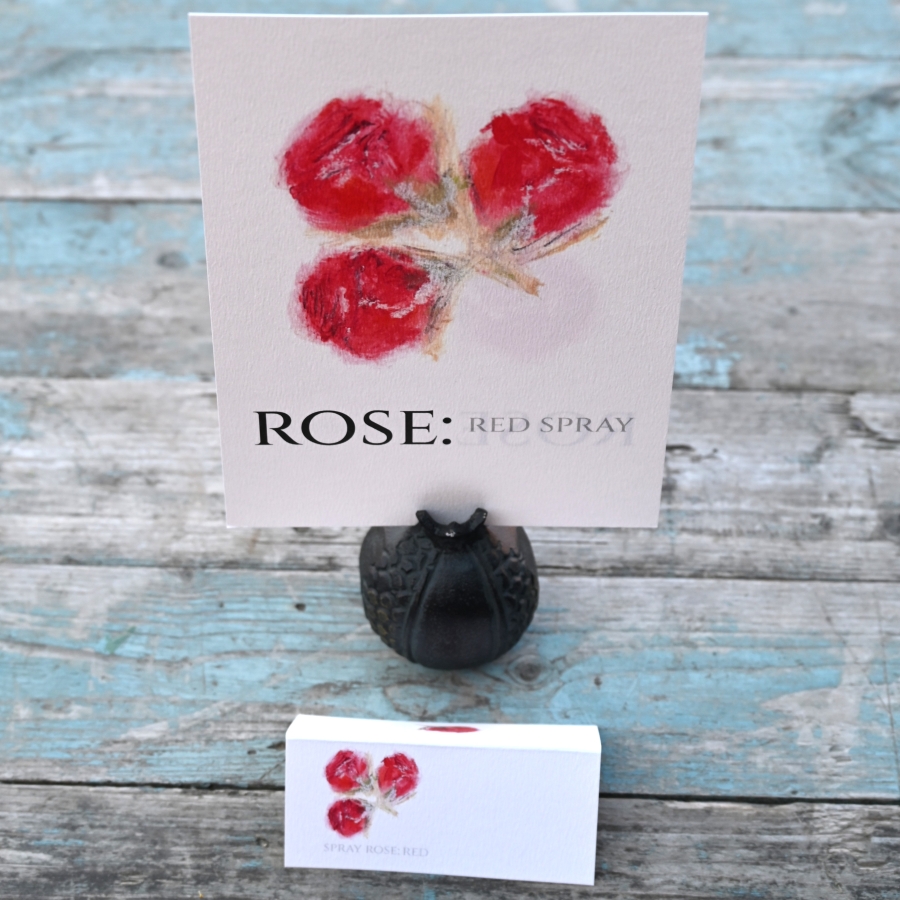 Spray Rose Red Table Name A5 Double Sided Card
