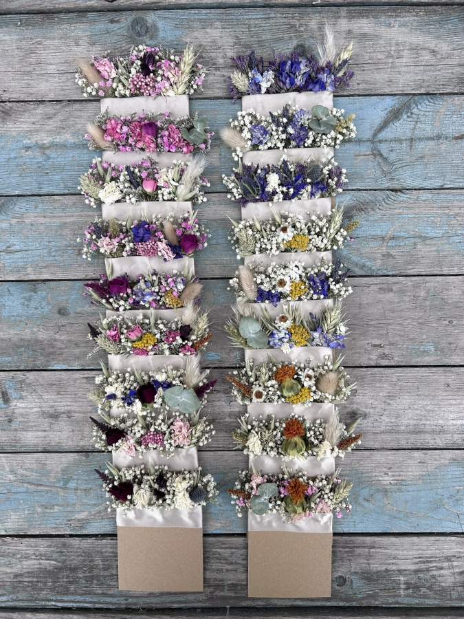 Meadow Blues Pocket Square Boutonniere