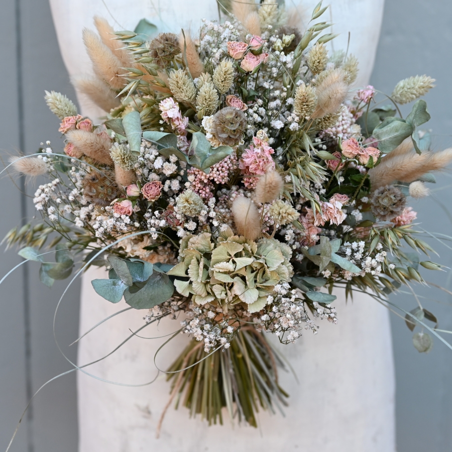 Hydrangea Blush Rose Wedding Bouquet – buy online or call 0800 756 5403