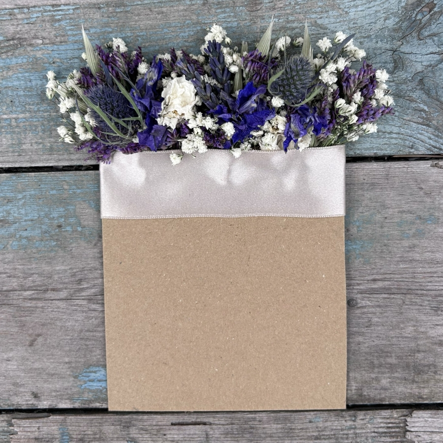 Meadow Blues Pocket Square Boutonniere