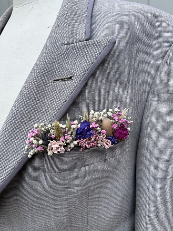 Meadow Mixed Pocket Square Boutonniere