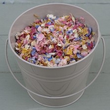 French Grey Enamel Pail & Natural Petals