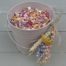 French Grey Enamel Pail & Natural Petals