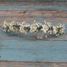 Lavender Twist Babys Breath Half Hair Crown with 2 Combs