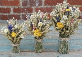 Prairie Blues Jam Jar Posy