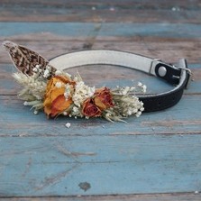 MEDIUM Leather Dog Collar Dried Flowers Wedding