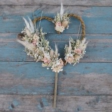 Pampas Prairie Blush Heart Cake Topper