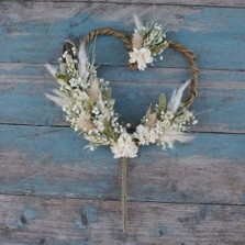 Pampas Prairie Neutral Heart Cake Topper