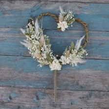 Pampas Prairie Neutral Heart Cake Topper