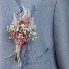 Pampas Boho Candyfloss Buttonhole