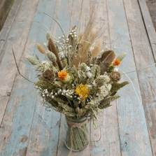 Pampas Prairie Amber Jam Jar Posy