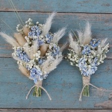 Pampas Boho Blues Lapel Corsage