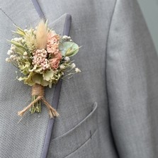 Hydrangea Blush Rose Buttonhole