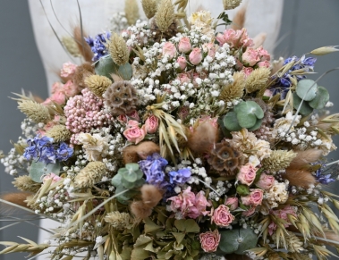 Hydrangea Blush Rose Blues Wedding Bouquet