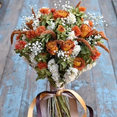 Tonal Twist Orange White Wedding Bouquet