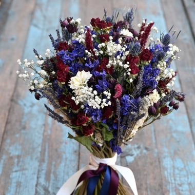 Tonal Twist Red Blue Wedding Bouquet