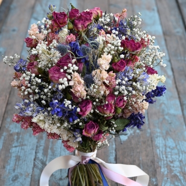 Tonal Twist Blue Pink Wedding Bouquet