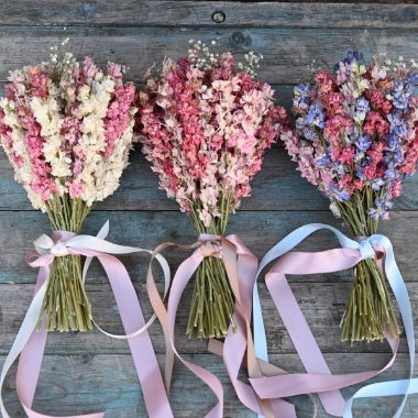 Tonal Twist Mixed Larkspur Wedding Bouquet