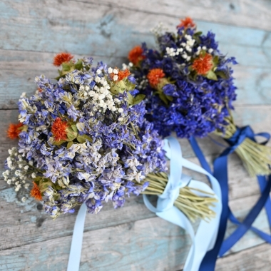 Tonal Twist Solo Larkspur Carthamus Wedding Bouquets