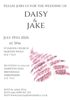 Pack of 12 Fern Red Save the Date Wedding Cards