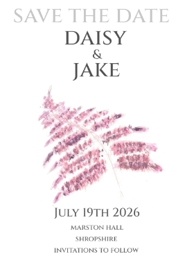 Pack of 12 Fern Red Save the Date Wedding Cards