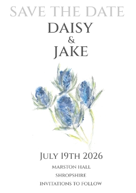 Pack of 12 Thistle Blue Save the Date Wedding Cards