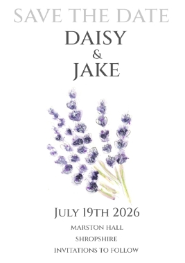 Pack of 12 Lavender Save the Date Wedding Cards